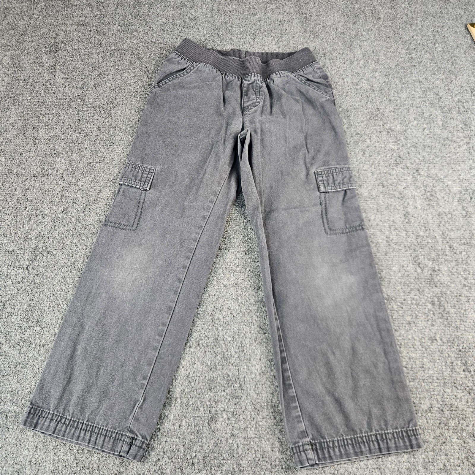 Jumping Beans Boys Charcoal Gray Cotton Cargo Pants Elastic Waist Size M 5/6